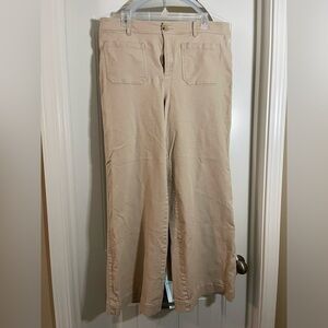 LOFT size 14 High rise wide leg jeans in khaki. Great condition.